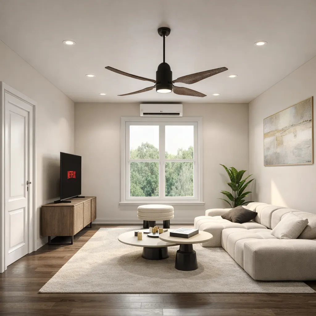 Multifamily residence living room interior rendering