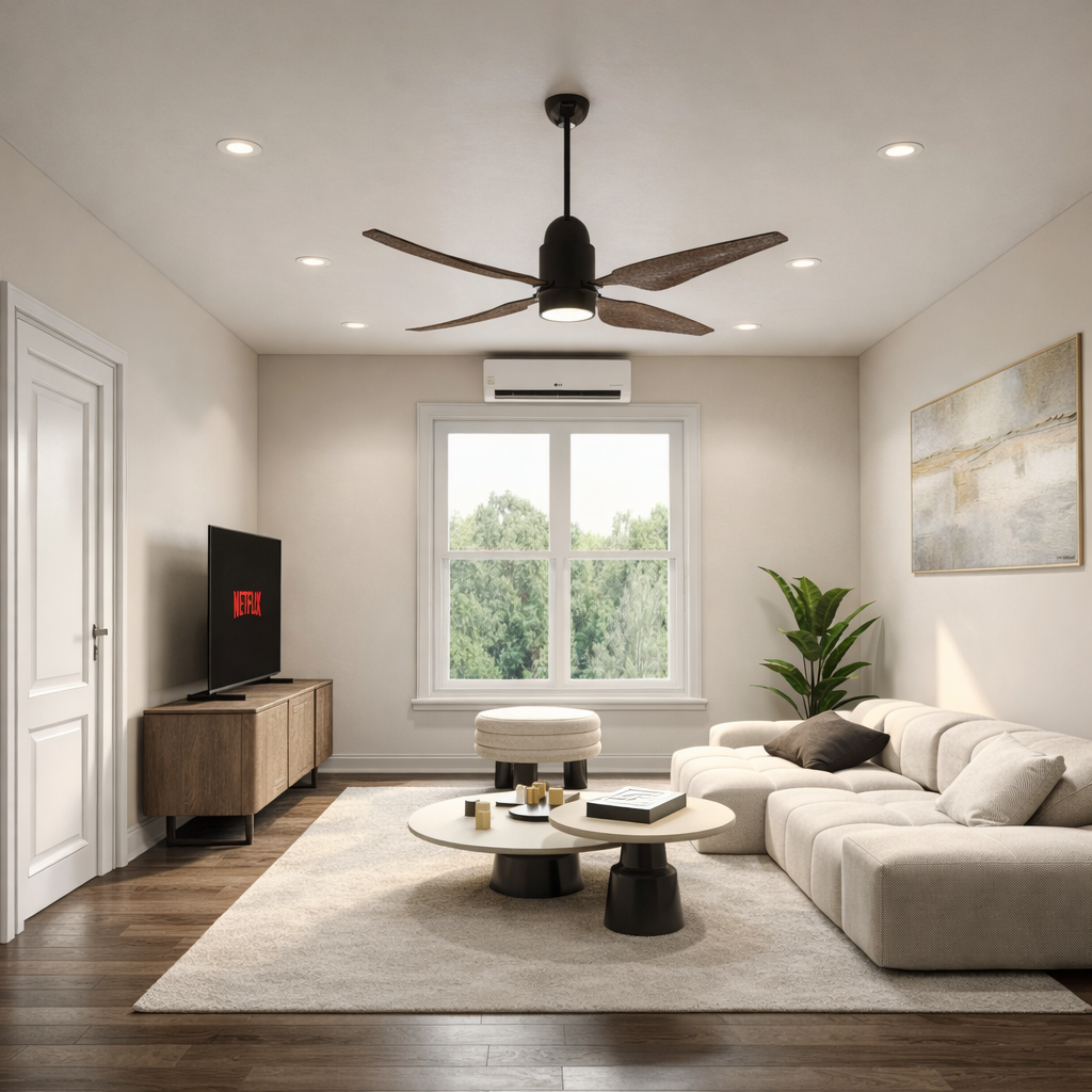 Multifamily residence living room interior rendering